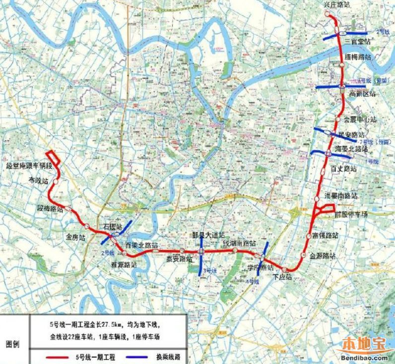 宁波地铁5号线一期线路图